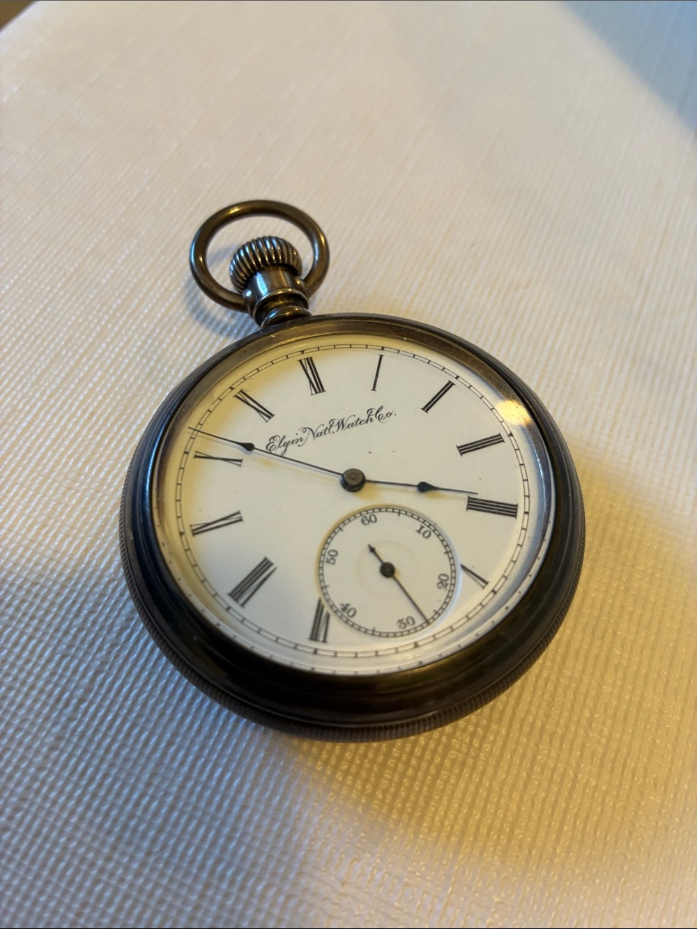 Elgin National Watch Co. Pocket Watch - White Dial, Black Case